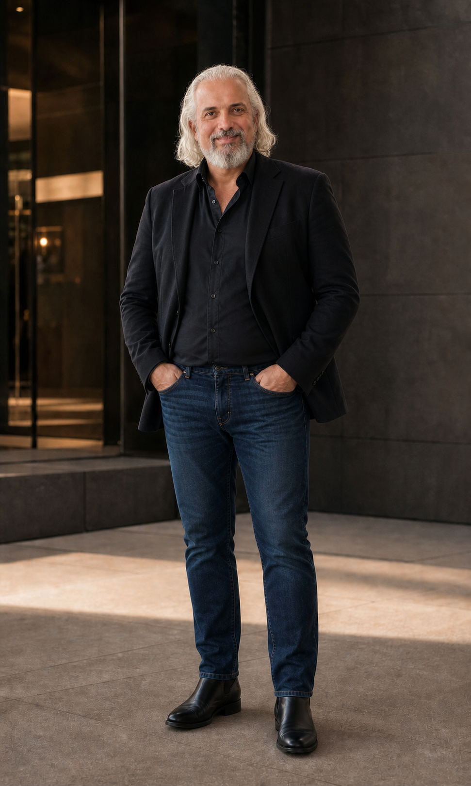 Gustavo Dominguez em retrato de corpo inteiro