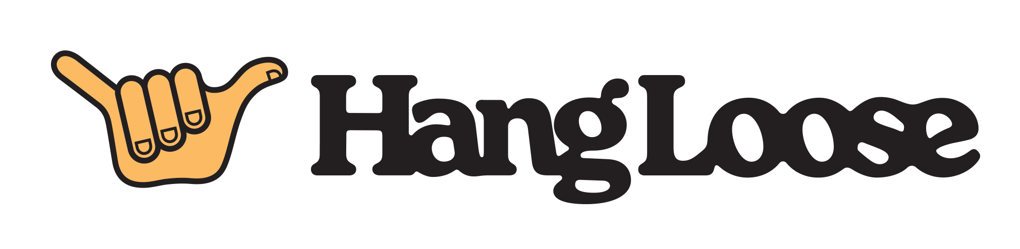 Official Hang Loose logo with the yellow hand symbol