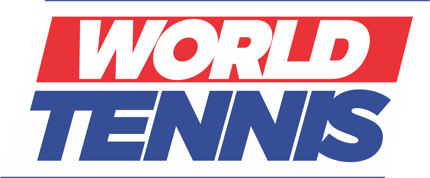 Official World Tennis logo in blue and red
