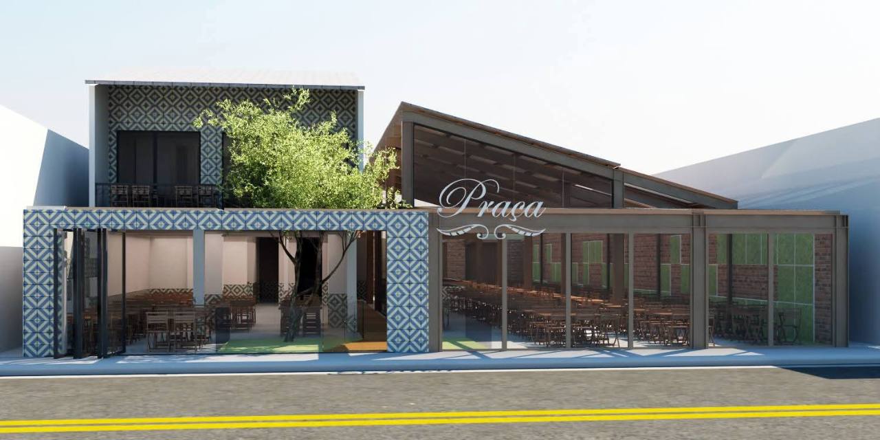 Bar Praça project — architectural rendering of the façade.