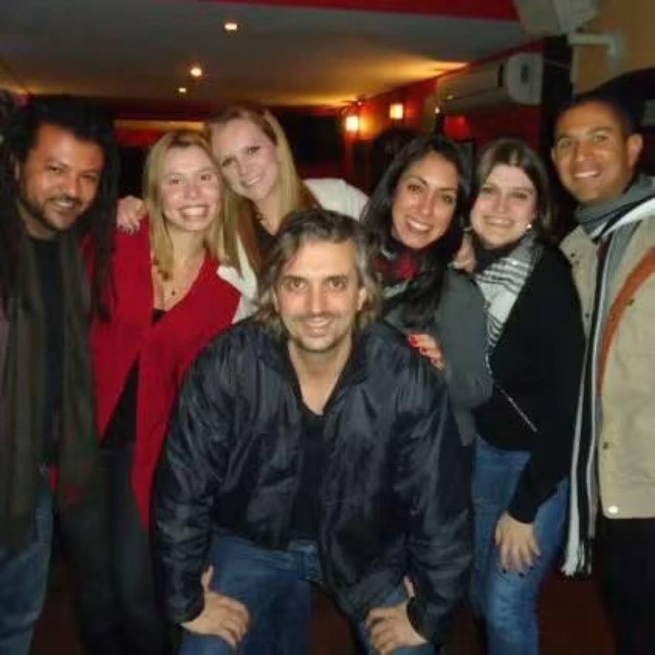 Gustavo Dominguez with friends at Bar Praça.