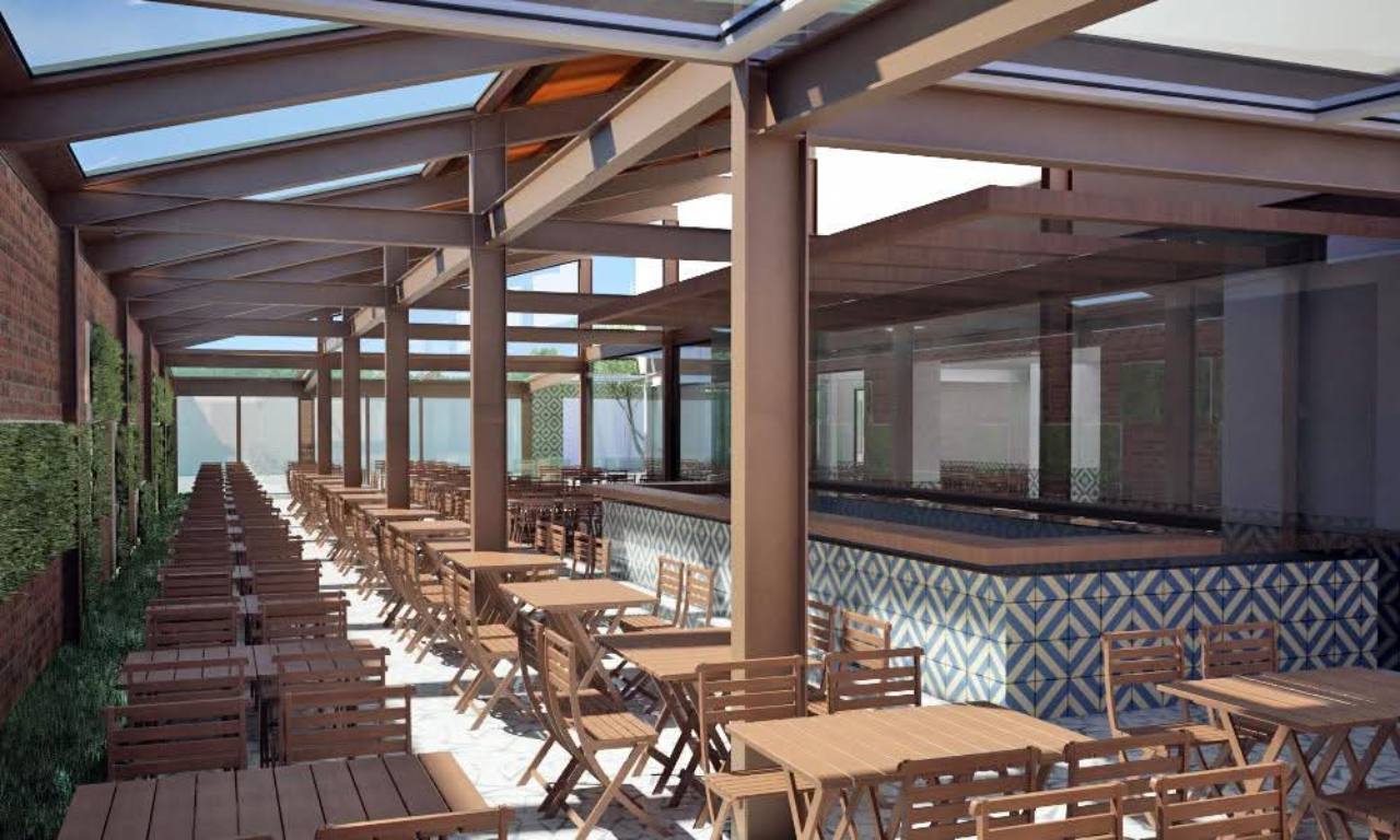 Bar Praça project — architectural rendering of the interior.